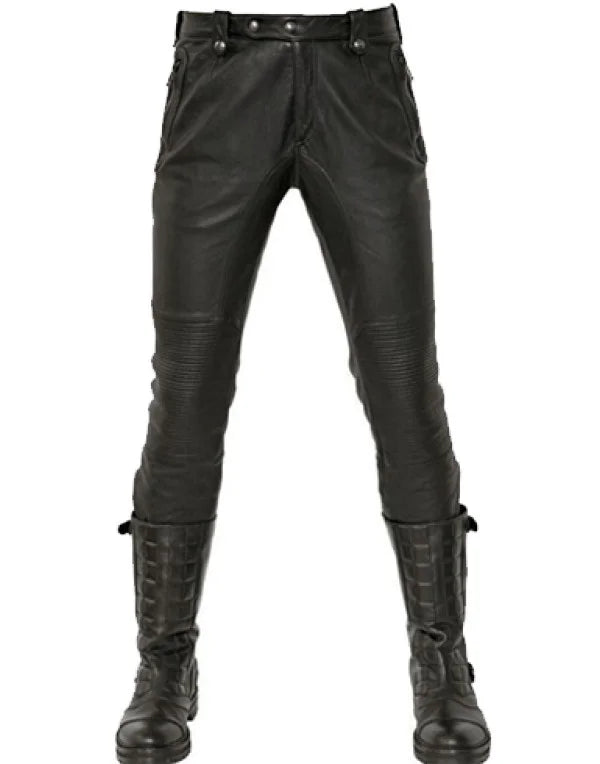 Genuine Sheep Leather Casual Trouser For Men In Black Color PT14