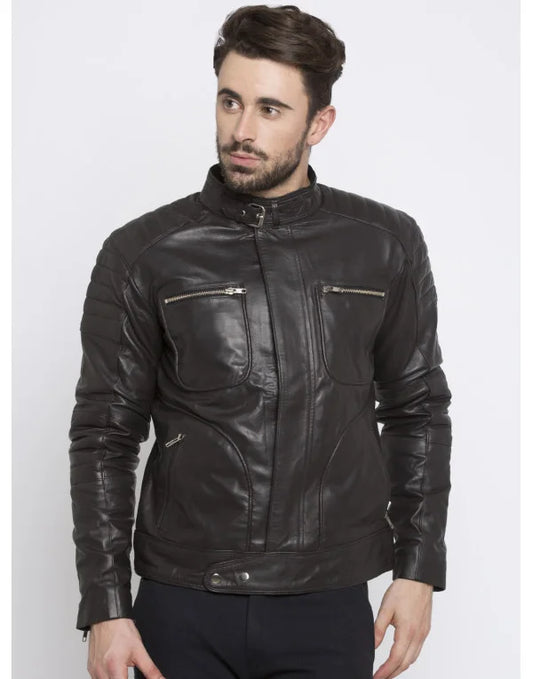 Biker Custom Designer Motorcycle Leather Jacket For Men JK203