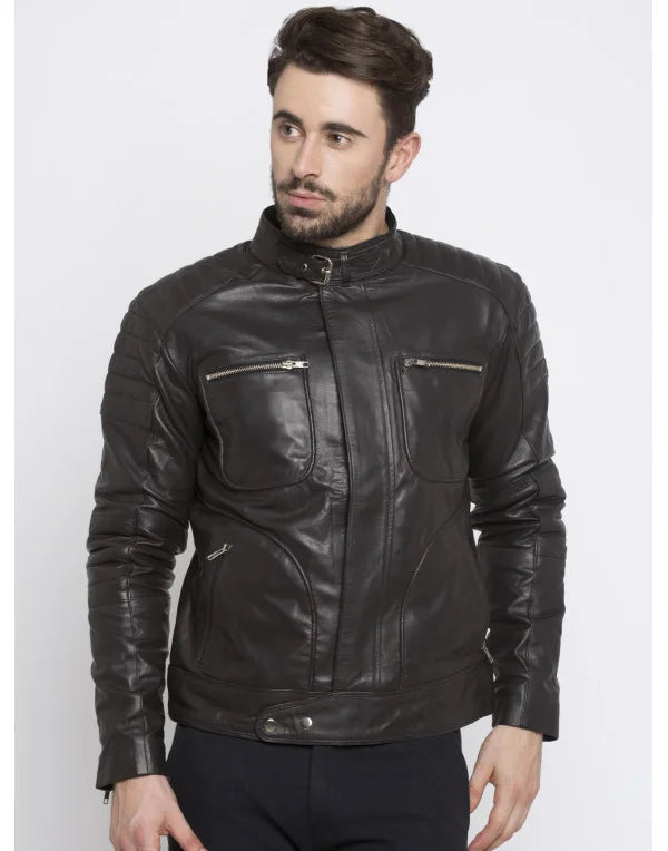 Biker Custom Designer Motorcycle Leather Jacket For Men JK203