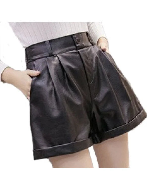 HugMe.Fashion Casual Leather Short In Black For Women SH17