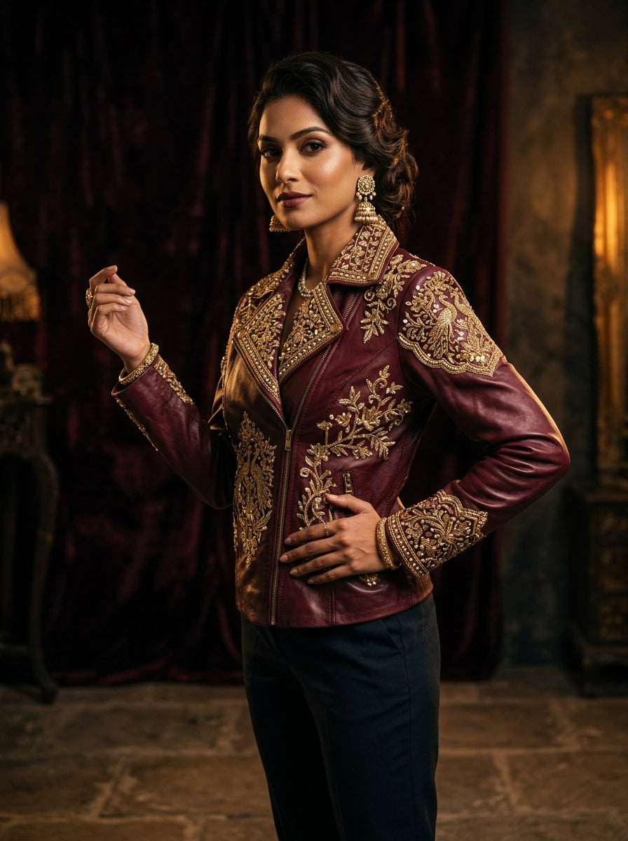 Women's Zardozi Leather Jackets