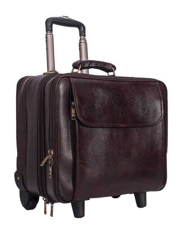 Laptop Trolley Overnight 2 Wheel Genuine Leather Travel TB12