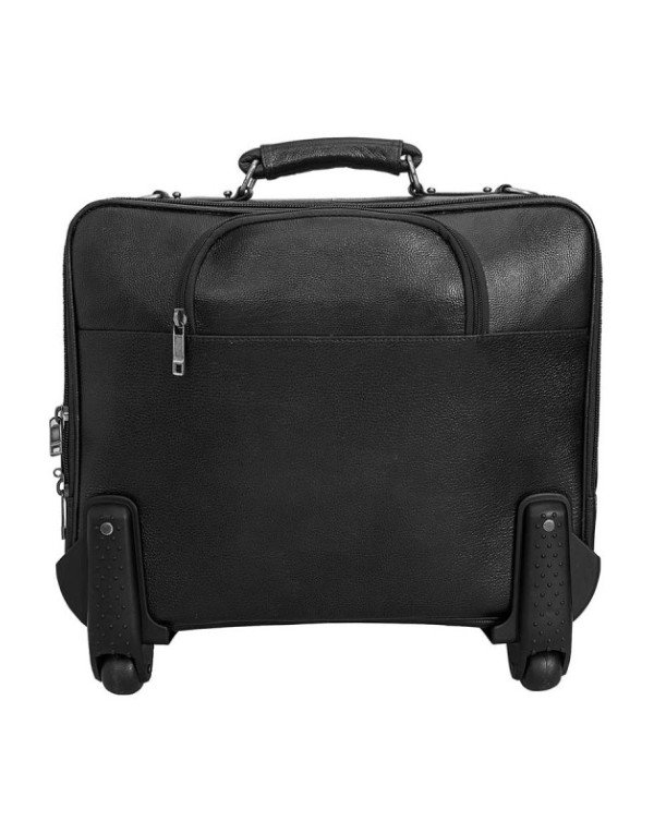 Two Wheel Genuine Leather Travel Executive Briefcase Bag TB11