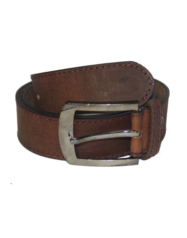 Genuine Grain Leather Belt In Brown For Men 