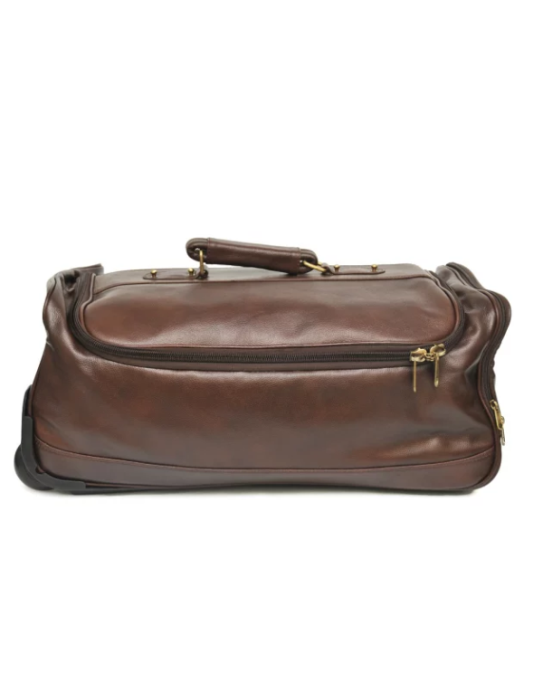 Men Genuine Leather Duffle Bag With Trolley DB12
