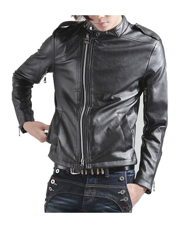 HugMe.fashion New Stylish Leather Jacket in Cross Zip Closure JK166