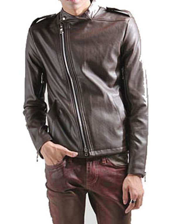 HugMe.fashion New Stylish Leather Jacket in Cross Zip Closure JK166