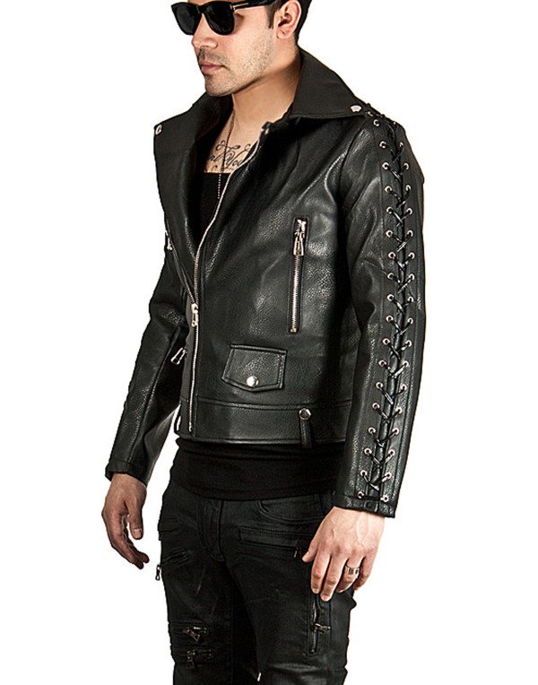 HugMe.fashion Men New Genuine Leather Black Slim Rider Jacket JK170