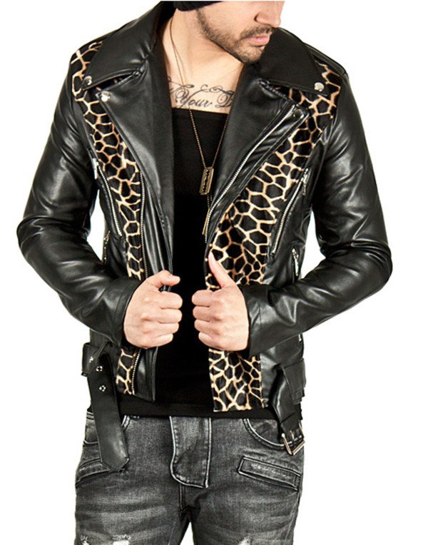 Men's New Stylish Striking Leopard Genuine Leather...