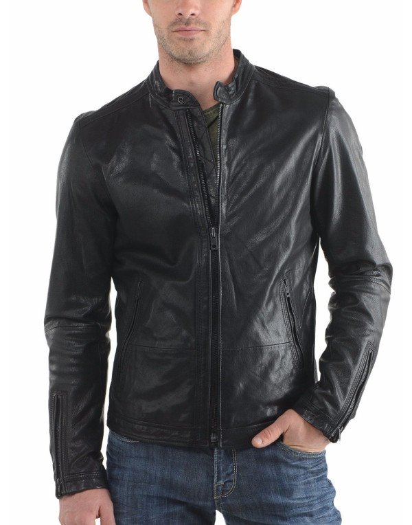 Genuine Leather Jacket  For Men, Hollywood Style, Black Leather JK19