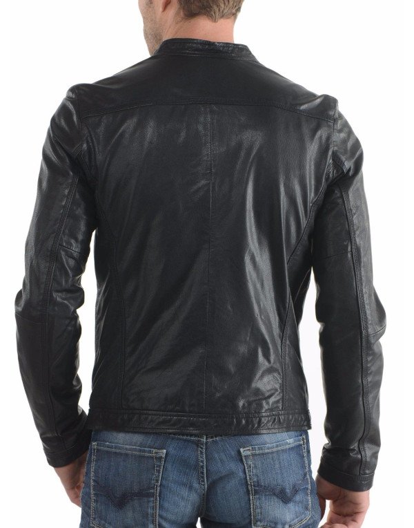 Genuine Leather Jacket  For Men, Hollywood Style, Black Leather JK19