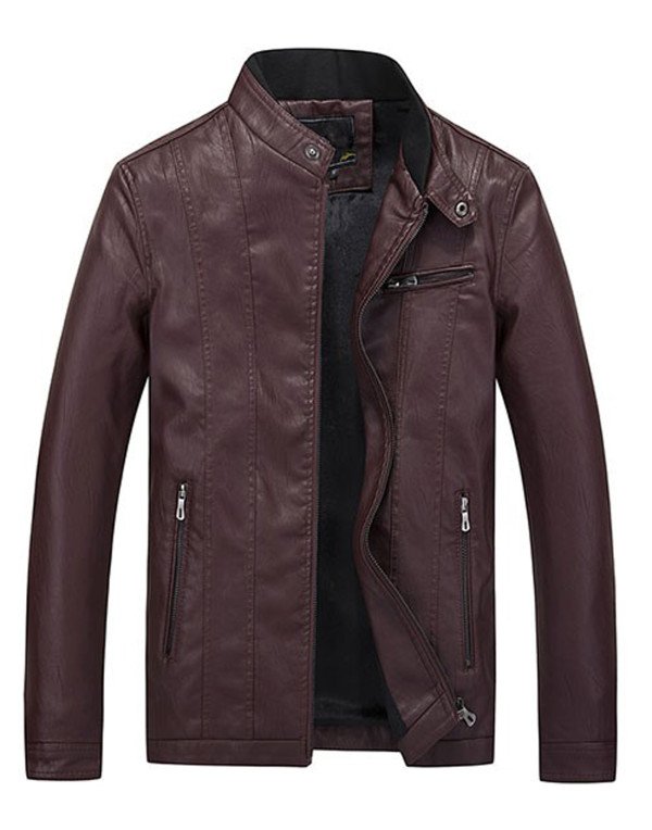 HugMe.fashion Slim Fit Leather Jacket With Bow Stu...