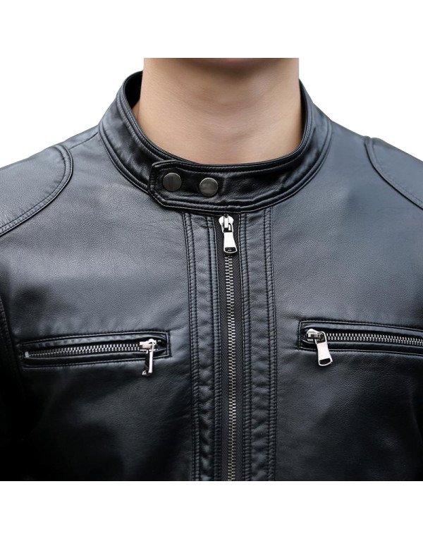 HugMe.fashion Leather Jacket Riding Jacket with 2 Chest Pocket JK195