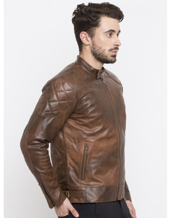  HugMe.fashion Biker Custom Designer Motorcycle Genuine Leather Jacket for Men JK204