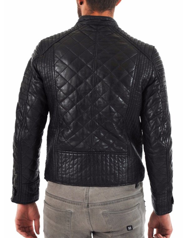 HugMe.fashion Men new stylish Fully quilted leather jacket JK24