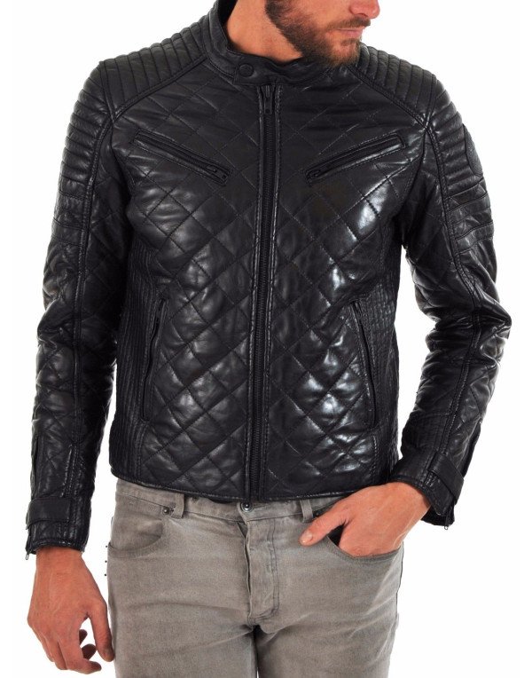 HugMe.fashion Men new stylish Fully quilted leathe...