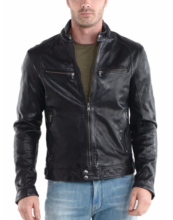 HugMe.fashion Men Genuine Leather Jacket Simple Ca...