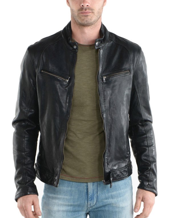 HugMe.fashion Men Genuine Leather Jacket Simple Ca...