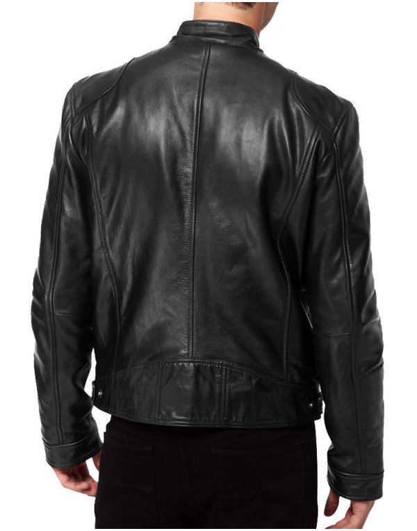 HugMe.fashion Leather Jacket for Men in Black Bike...