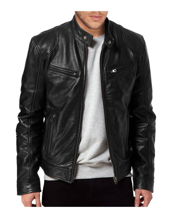 HugMe.fashion Leather Jacket for Men in Black Bike...