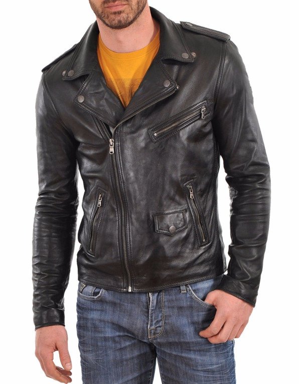 HugMe.fashion Solid Black Slim Fit Short Bomber Biker Jacket For Man JK37
