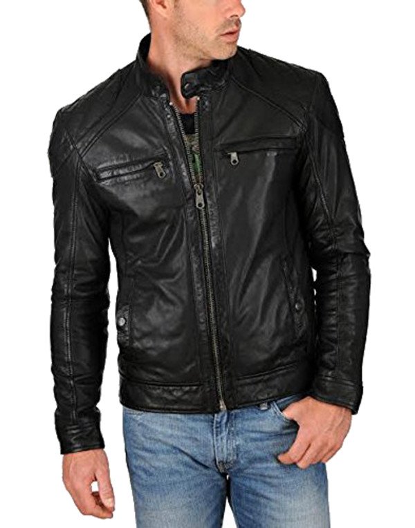 brandMe Mens Genuine Leather Pure Lambskin Biker Jacket MM468