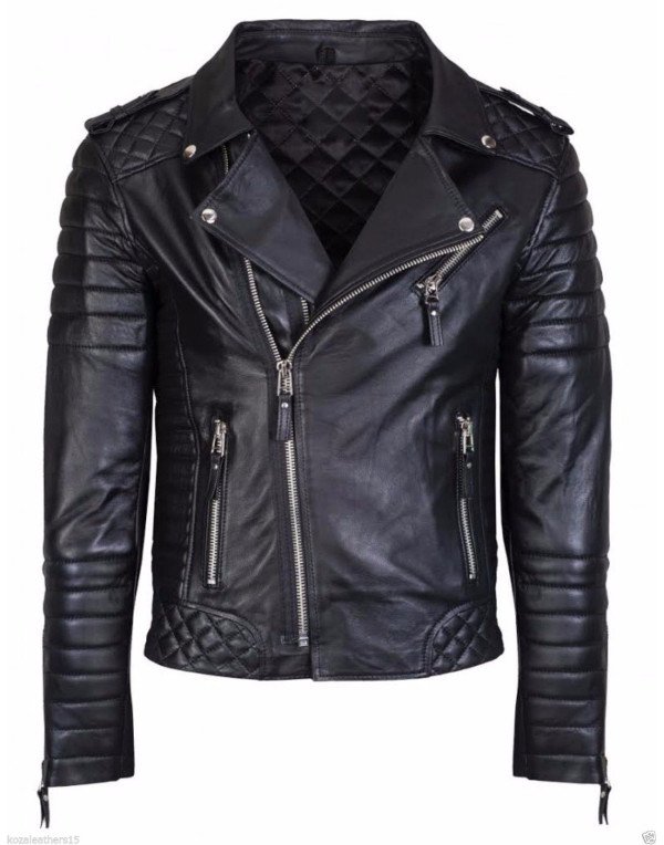 HugMe.fashion Men Black Leather Jacket Coat JK64