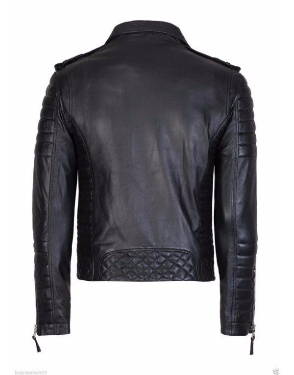 HugMe.fashion Men Black Leather Jacket Coat JK64