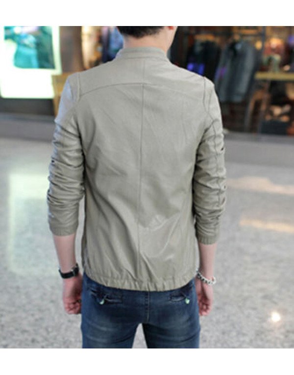HugMe.fashion Elastic Closer  Leather Jacket for Men JK70