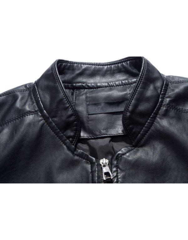 HugMe.fashion Leather Jacket for Men Elastic Closer JK71