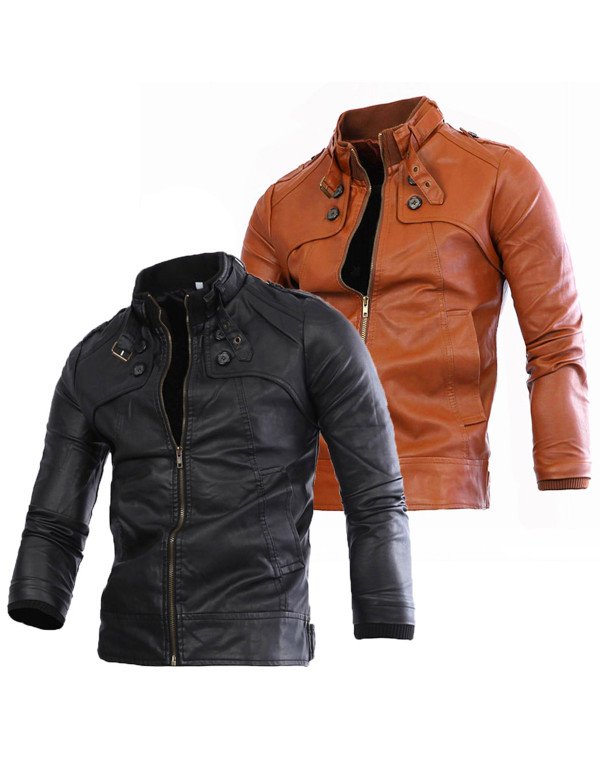 HugMe.fashion Leather Jacket Slim Biker jacket Men...