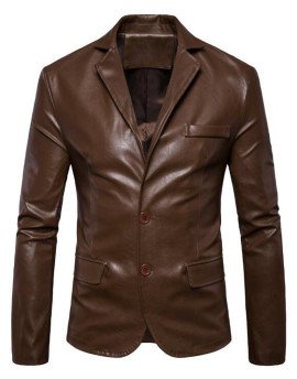 HugMe.fashion Lambskin Brown Leather Blazer Office Purpose JKB05