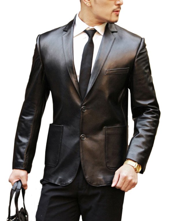 HugMe.fashion Leather Coat in Black Blazer Men Off...