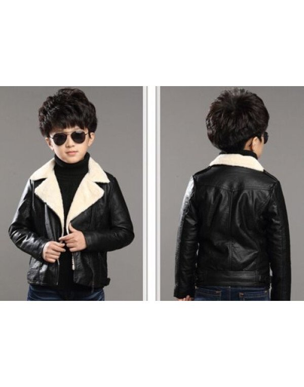 Hugme.Fashion Black Girl Party Winter Leather Jacket For Kids