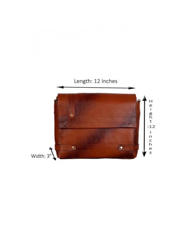Branded Pure Leather Tan Crossbody Messenger 