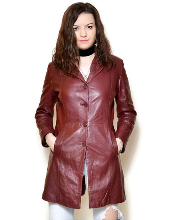 HugMe.fashion Long Ladies Genuine Leather Coat LJK...