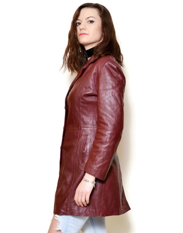 HugMe.fashion Long Ladies Genuine Leather Coat LJK15