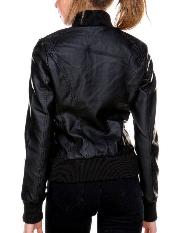 New Womens Genuine Sheep Leather Slim Fit Biker Jacket LFW363 
