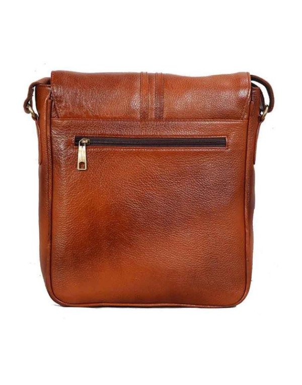 Branded Tan Crossbody Messenger Bag