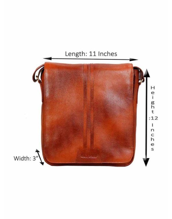 Branded Tan Crossbody Messenger Bag