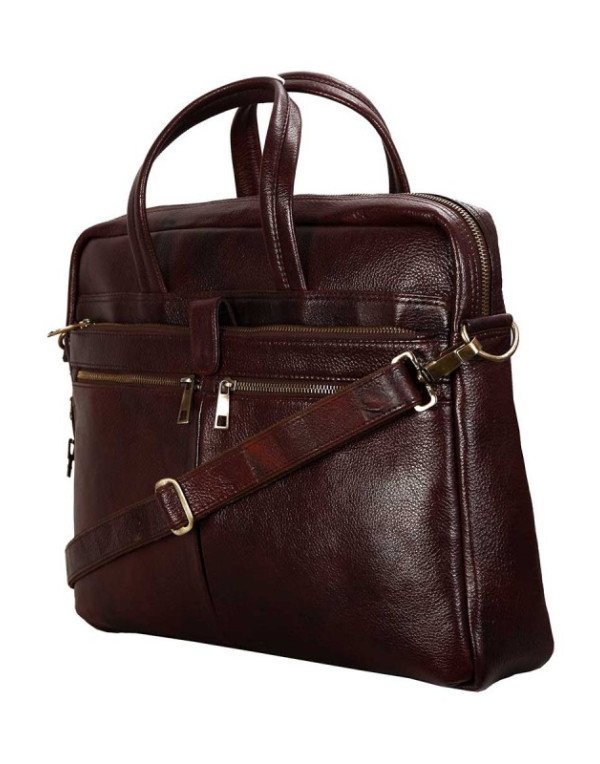 Branded Classy Genuine Leather 15 Brown Laptop Carry Case / Bag LB66