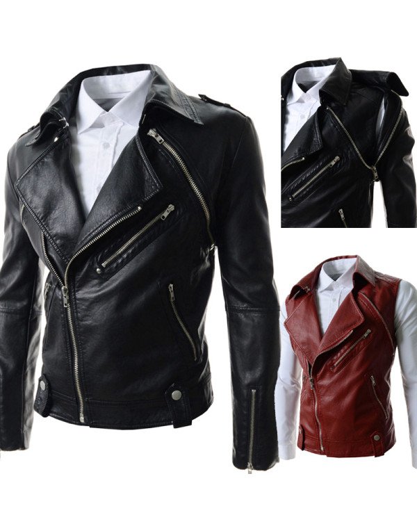 HugMe.fashion Genuine Leather Jacket with Detachable Sleeves for Men  JK111