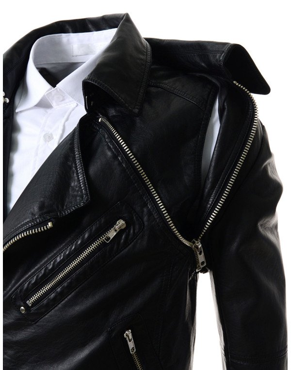 HugMe.fashion Genuine Leather Jacket with Detachable Sleeves for Men  JK111