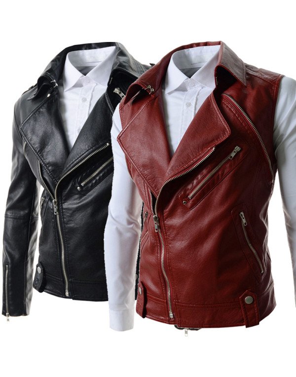 HugMe.fashion Genuine Leather Jacket with Detachable Sleeves for Men  JK111