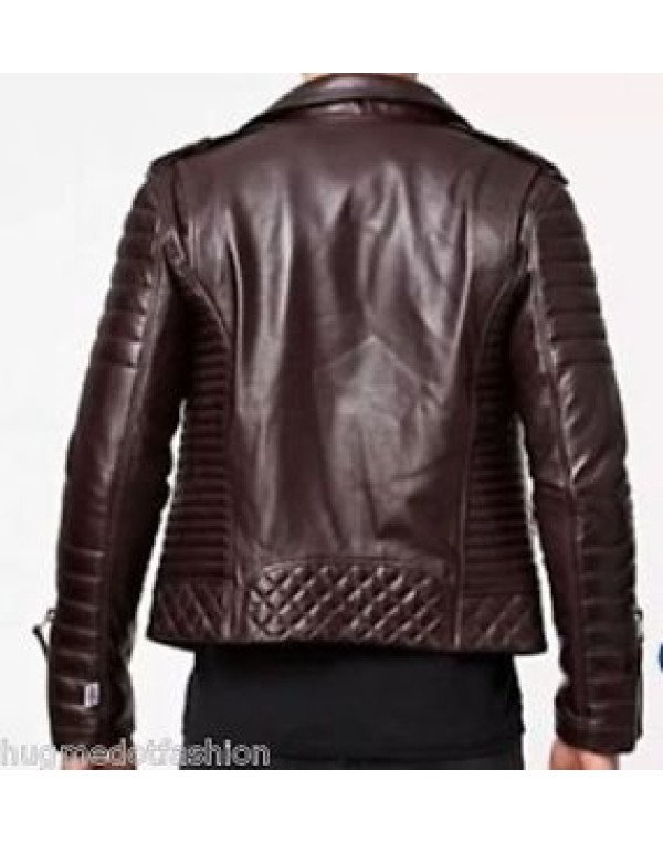 HugMe.Fashion Pure Leather Brown Biker Jacket JK15...