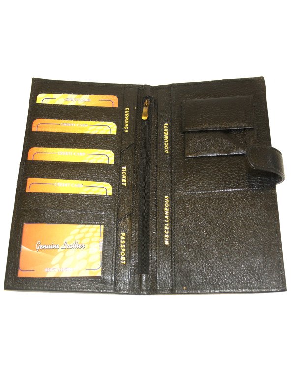 Brown Leather Travel Holder Wallet Passport Cum Credit Card Organizer