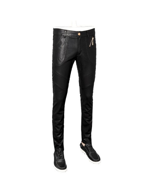 Casual Pant in Black Color For Men Made from Sheep Leather PT12