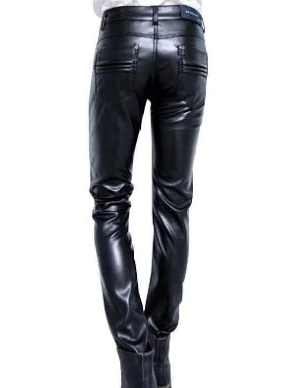 Zig Zag Pattern Pant in Black Color For Men Made From Sheep Leather PT13