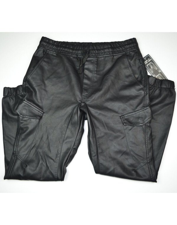 Sport Track Pant Made From Sheep Leather in Black For Men PT8