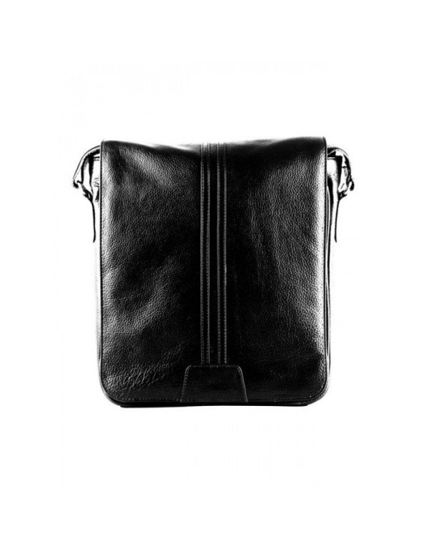 Genuine Leather Elegant Full Flap Cross Body Black Messenger Bag